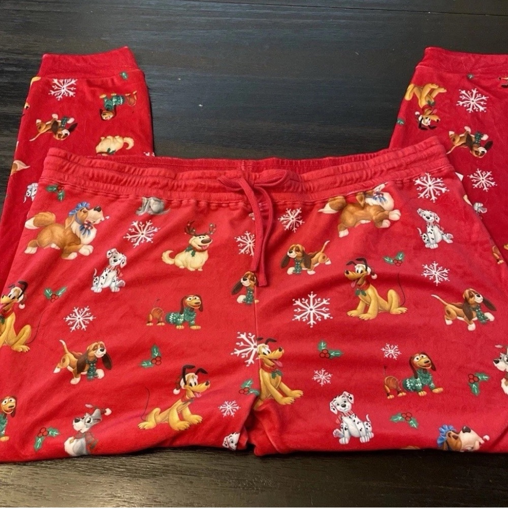 Disney Dogs Holiday Velour Leggings Jogger Pajama Pants Christmas 2021 Size 1X - Picture 8 of 9